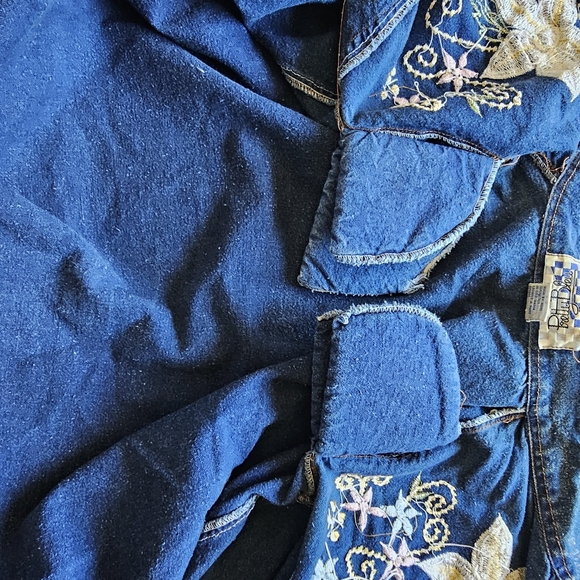 Vintage Prett Bleu1 990s Womens Cottage Shirt Medium Acid Wash Denim - Picture 9 of 14